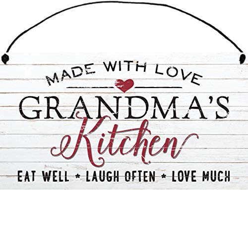 Made with Love in Grandma's Kitchen Sign by Studio R12| 6" x 11"| Gift for Grandma | Gift from Grandson or Granddaughter | Mother's Day | Grandparents Day | Select Title (Grandma)