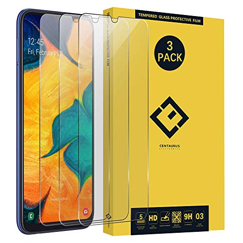 CENTAURUS Galaxy A20 2019 Screen Protector (3 Pack) Anti-Fingerprint Anti-Scratch 9H Hardness Tempered Glass Protective Film Compatible with Samsung Galaxy A20 2019 SM-A205 / Wide4 6.4 inch
