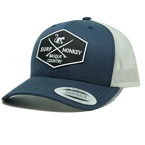 Surf Monkey Gorra Tipo Trucker Jaspeada - Visera Curvada - Gorra Ajustable Snapback - Parche Bordado Hombre Mujer Azul Gris Surf Monkey Gorra Tipo Trucker Jaspeada - Visera Curvada - Gorra Ajustable Snapback - Parche Bordado Hombre Mujer Azul Gris