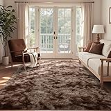 6x9 Ft Large Shag Brown Area Rug for Living Room, Tie-Dyed Ultra Soft Fluffy Furry Rugs for Bedroom Indoor Floor, Aesthetic Carpet for Kids Home Decor (Coffee)