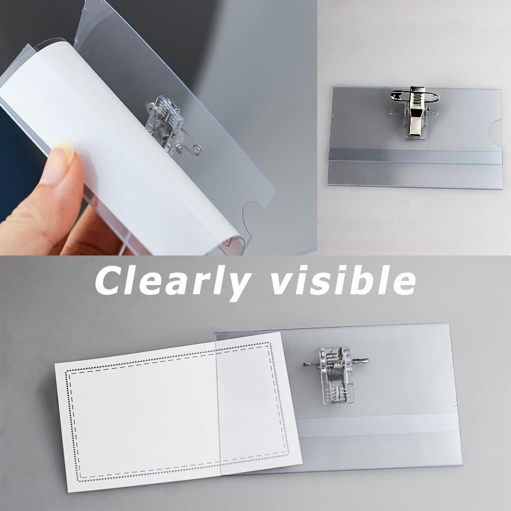 Porta Badge PVC Trasparente Confezione da 24 con Clip per Ufficio