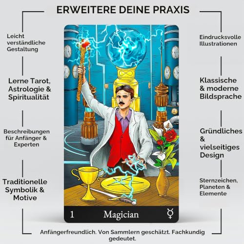 AstroMatrix Karten Deck mit Online-Guide QR Codes für Anfänger und Experten Leser, 78 Tarot-Deckkarten… – Ansicht 3