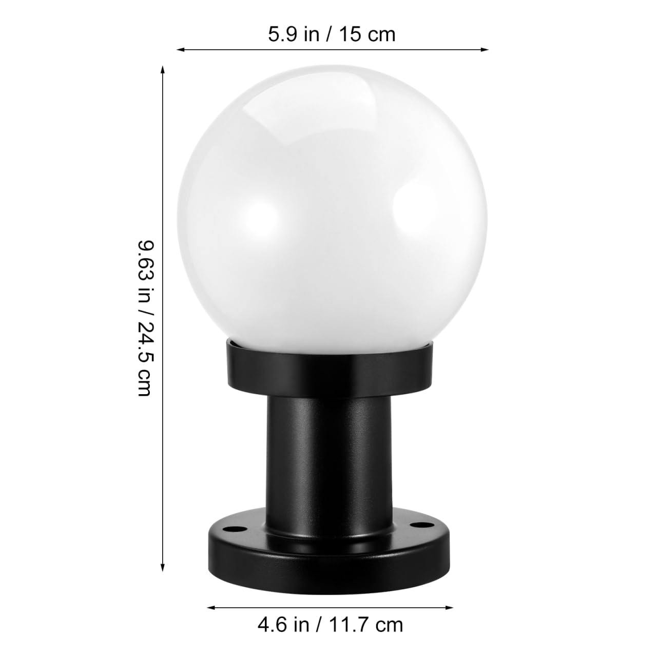SHERCHPRY Lámpara De Poste Para Exteriores Bola Acrílica 9.64 Pulgadas Luz De Patio Jardín Iluminación De Columna Exterior