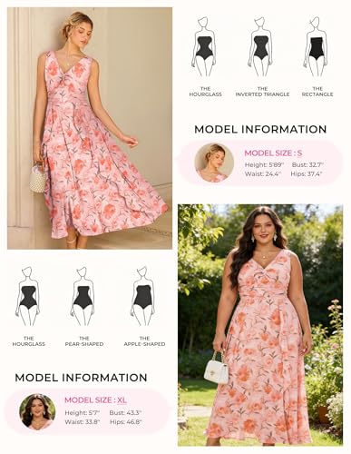 Image of GRACE KARIN Women's Summer Sleeveless Floral Maxi Dress V Neck Formal Wedding Guest Dress A Line Beach Vacation Clothes