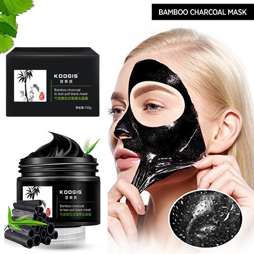 KOOGIS Bamboo Charcoal To Tear Pull Black Mask Blackhead Removal Mask Deep Clesing Acne Facial Nose
