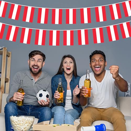 Image of AhfuLife 33 Ft Austrian String Flags Banner for World Cup Decorations 2026, 30 Pcs Small Austria Bunting Flags - Double Sided for National Day, Home, Bar, Garden, Soccer Party Decor (5.5x8.3 Inch)