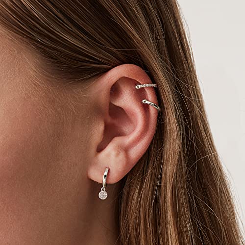 Image of PAVOI 14K Gold Plated 925 Sterling Silver Round Huggie Ear Cuff Earrings for Women | Clip On Cartilage Cuff Earrings
