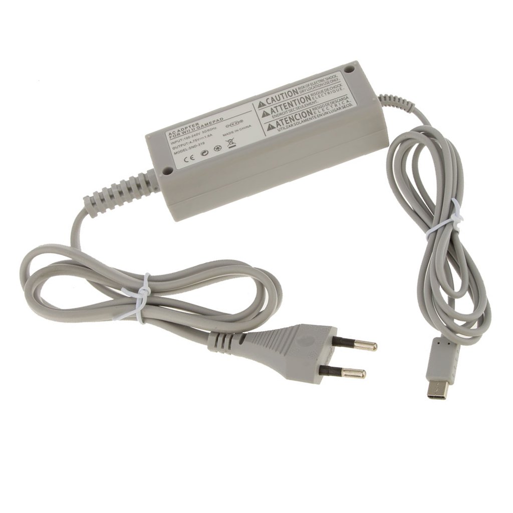 actecom Chargeur de manette Wii U Blanc 5V DC, Type E 2pin ou Type F 2pin, 1 Port, 1 Unité, Compatible avec Gamepad Wii U