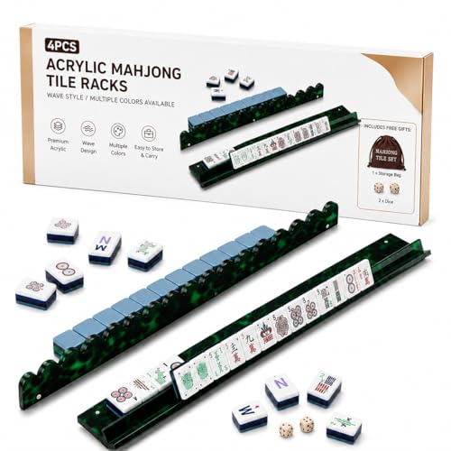 Set de Soportes y Empujadores de Mahjong Verde con Diseño Carey