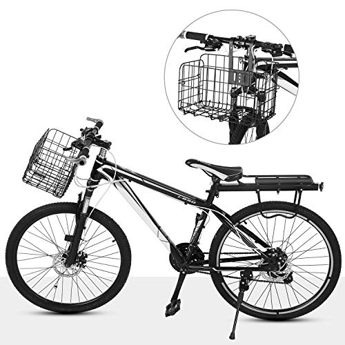 Festnight Cesta da bicicleta dobrável Destacável Fio de Aço Guiador Da Bicicleta Cesta Dianteira Da