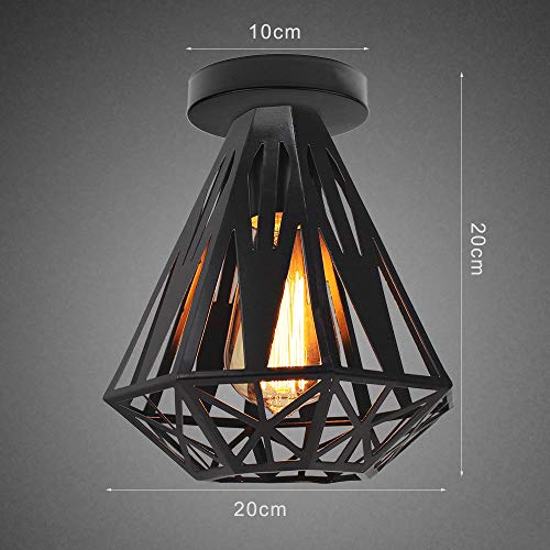 iDEGU Plafondlamp vintage industriële kroonluchter van ijzer kooi lampenkap plafondlamp E27 verlichting decoratie… - Afbeelding 8