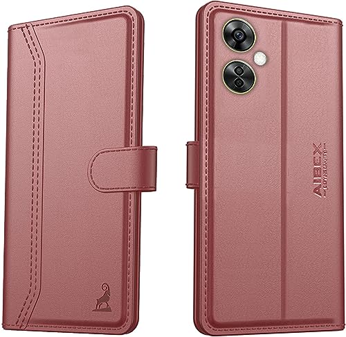 Image of AIBEX Compatible with OnePlus Nord CE 3 Lite 5G Flip Cover Leather Finish | Inside TPU with Card Pockets | Wallet Stand | Complete Protection Flip Case Brown