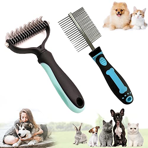 AOMAIGAD 2 Piezas Cepillo para Perros y Gatos,Peine para desenredar Mascotas,Cepillo para Capa Inferior,para Mascota Pequeña, Medianas y Grandes, Reduce Eficazmente la Caída de Cabello hasta un 90% Cover