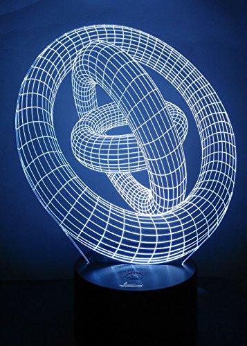 Loveboat 3D Ring Night Light Led Illusion Lamp Bedside Desk Table Lamp, 7 Color Changing Lights With Acrylic Flat & Abs Base & Usb Charger As Home Decor And A Best Gift (Rings-In-Rings) #TOP6