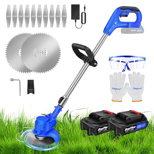 Metal Blade Cordless Strimmer Lightweight Grass Trimmers With 10 Metal Blades, 2 Saw Disc, 2 1500mAh Batteries, 15cm Cutting Diameter, Adjustable Height and Cutting Head, For Lawn Garden 8 Metal Blade Cordless Strimmer Lightweight Grass Trimmers With 10 Metal Blades, 2 Saw Disc, 2 1500mAh Batteries, 15cm Cutting Diameter, Adjustable Height and Cutting Head, For Lawn Garden - Image 8