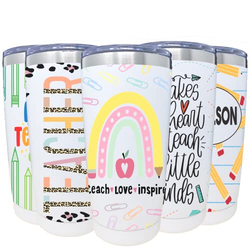 Teacher Stainless Steel Tumbler With Lid - 20 oz. Insulated Travel Cup - Perfect Christmas, Thank You, Birthday, Appreciation Gifts for Teachers - Fun & Unique Designs (Teach Love Inspire)