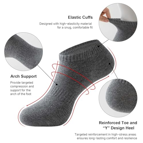 Irisbear Mens Ankle Socks - 8 Pack Casual Breathable Cotton Low Cut No Show Socks with Arch Support2
