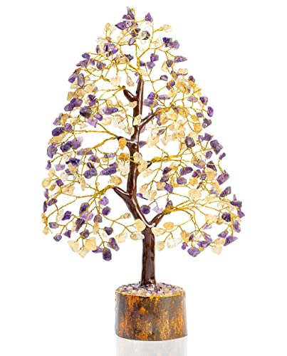 Image of Crocon Amethyst & Citrine Crystal Tree of Life 10-12 inch Healing Crystals | House Warming Gift New Home Decor, Birthday Gift for Women, Mom Her Anniversary Presents, Unique Home Office Decor Idea