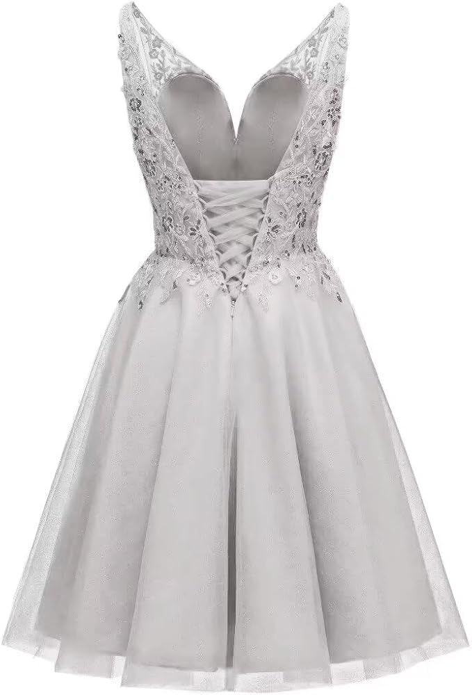 Amazon.com: Tulle Homecoming Dresses for Teens V-Neck Tulle Short