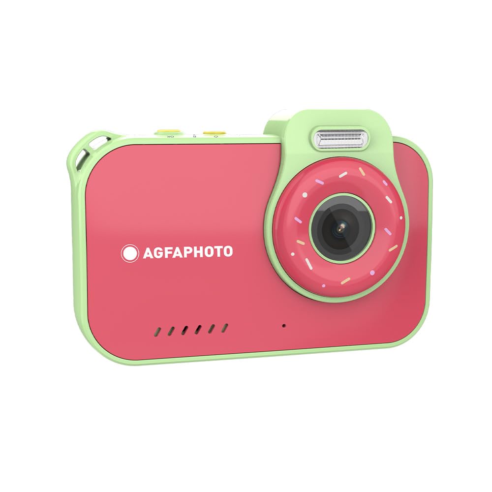 AgfaPhoto Realikids CAM Waterproof 2 – Appareil Photo Enfant Étanche 12MP, Vidéo HD, Mode Selfie, Filtres et Cadres, Jeux Intégrés, Batterie Lithium - Rouge
