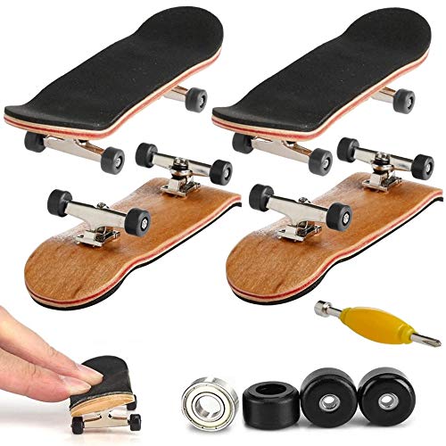 AumoToo Mini Fingerboard, 2 Pack Skateboard Professionnel Finger Érable Wood Ensemble de Bricolage Skate Boarding Jouets Jeux de Sport Cadeau pour Enfants (Noir)