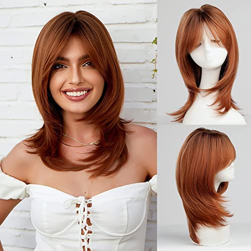Perruque femme longue rousse avec frange dégradée HAIRCUBE