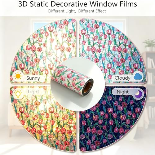 Película para Ventana Decorativa Rosa Tulipán 78.5" L x 17.5" W miniatura 7