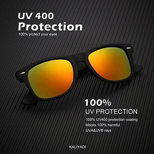 Image of KALIYADI Polarized Sunglasses for Men and Women Matte Finish Sun glasses Color Mirror Lens UV Blocking (3 Pack)