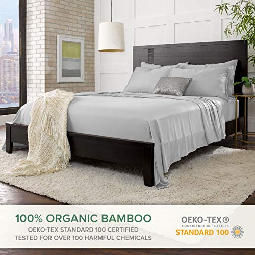 Image of Pure Bamboo Short Queen Sheets for RV Camper (60 inchx75 inch) - Genuine 100% Organic Viscose Derived from Bamboo Bed Sheet Set, Soft & Cooling, 2 Year Quality Promise (Short Queen, Silver Pearl)