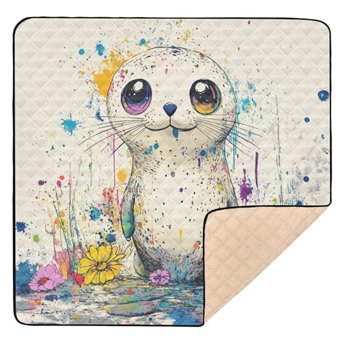 Lindo tapete suave y grueso para gimnasio y actividades para interiores y exteriores, tapete ligero de entretenimiento para bebés pequeños, 50 x 50 pulgadas