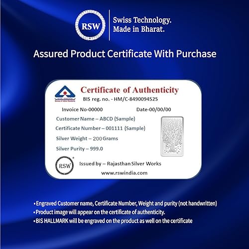 Image of RSW 999 Purity Silver Bar with BIS Hallmark - Available in 10gm, 20gm, 50gm, 100gm, 250gm, 500gm, 1kg | Precious Banyan Tree Design Fine Silver Coin