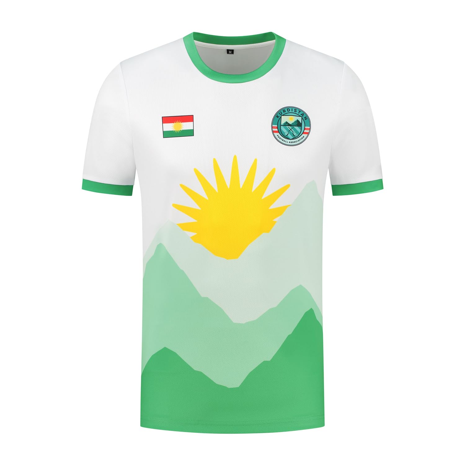 Kurdistan Football Jersey - Kurdish Flag Jersey - Kurdistan T-Shirt - Football Jersey of the Kurdish Mountains, White, S