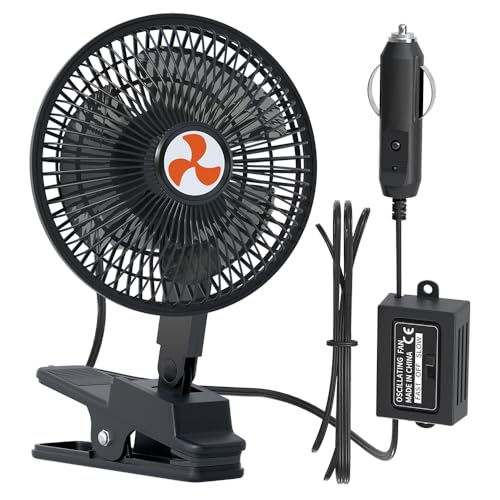 AOWEITOUR 12 Volt Oscillating Car Fan, 6' Portable...