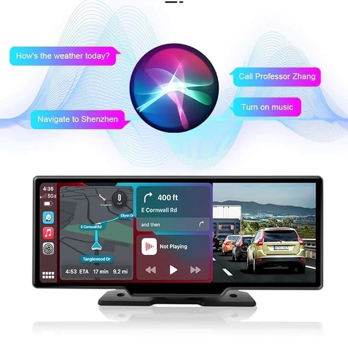 Image of BLUEGEAR Dash Pro 10.3 inch Full HD Touchscreen Android Auto, Apple Car Play, Dual Camera Support, 4K, Inbuilt Audio, Portable-Google & Siri Assistance (Smart Dash Pro Screen + 4K Dash Cam)