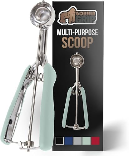 Gorilla Grip - Cuchara con resorte de acero inoxidable de alta calidad, para frutas, galletas y helados, cuchara chica talla 60 de 1 cucharada,