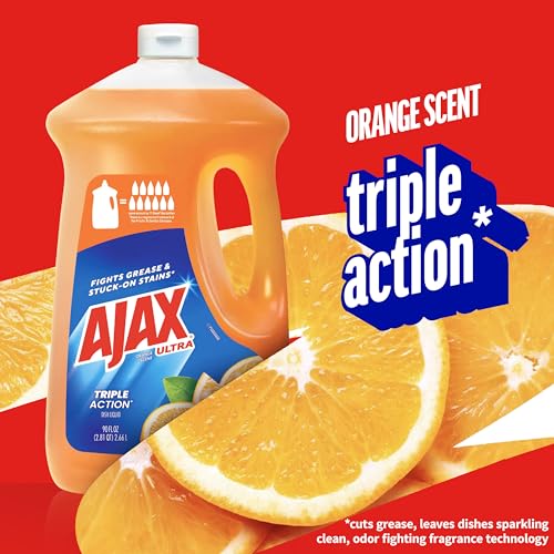 Image of Ajax Ultra Liquid Dish Soap Orange Scent, Triple Action, 90 fl oz Bottle