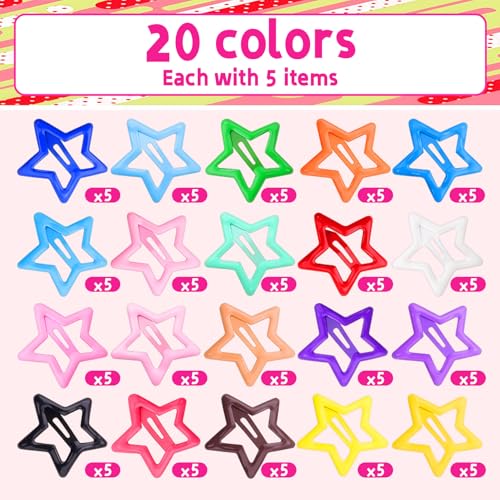 Set de 100 pinzas de cabello en forma de estrella coloridas miniatura 3