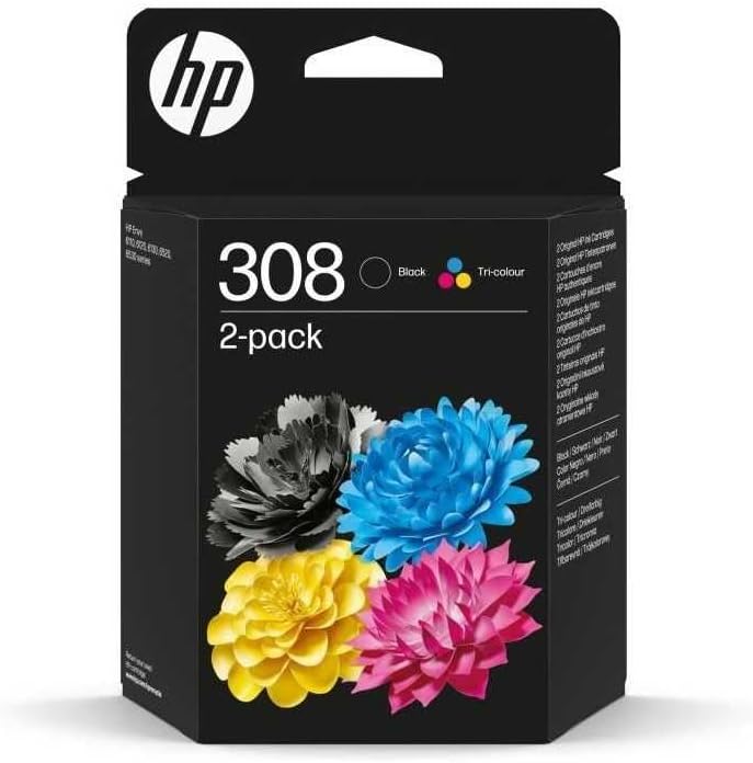 HP 308e (XL) Noir & 308 Couleur Original Cartouches d'encre - Lot de 2 HP 308e (XL) Noir & 308 Couleur Original Cartouches d'encre - Lot de 2