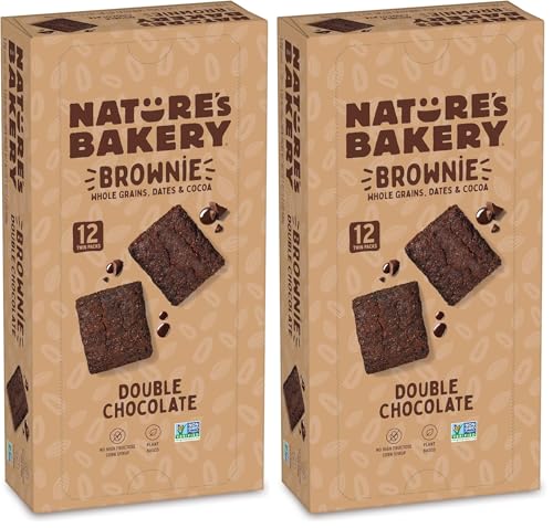 Image of Nature's Bakery Double Chocolate Brownie Bars,Whole Grains,Dates,and Cocoa,Plant Based,Dairy-Free,Snack Bar,1 box with twin packs,(Pack of 24)