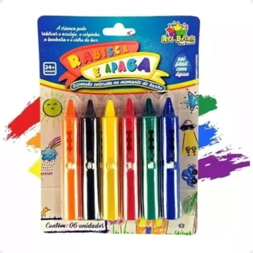 Giz Colorido Risca e Apaga para Crianças, 6 unidades