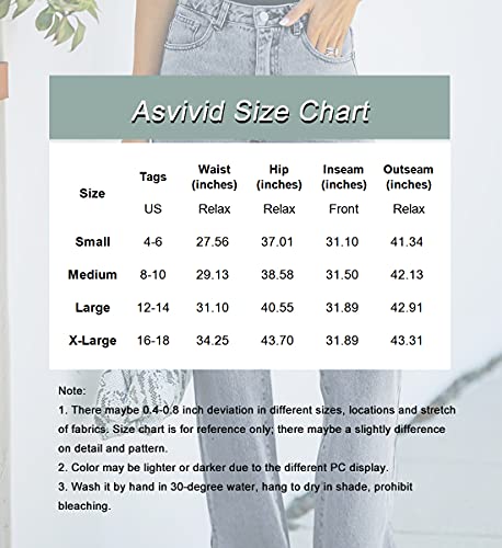 Asvivid Womens Casual High Waisted Flare Jeans Wide Leg Slit Ankle Bell Bottom Denim Pants Sky Blue 10 - Image 7