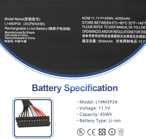 Image of Wefly L14M3P24 Laptop Battery Compatible for Lenovo IdeaPad Y700-14ISK 700-15ISK 700-17ISK Legion Y520-15IKBA Y520-15IKBM Y520-15IKBN Series L14S3P24 L16S3P24 L16M3P24 Laptop Battery
