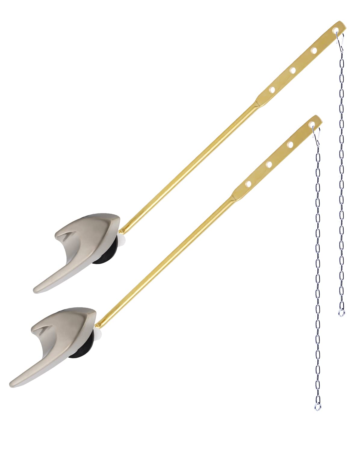 Hibbent Upgraded 2 Pack Universal Toilet Tank Flush Lever Replacement, Front Mount Tank Flush Lever Handle Compatible with Kohler Toilet Tank, Stainless Steel Flapper Chains, Brushed Nickel