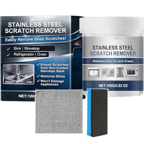 Stainless Steel Scratch Remover Kit Scratch Removal Kit - Heavy-Duty Sink and Appliance Repair Paste Rust Remover for Metal Stainless Steel Scratch Remover for Oven Appliances Sink Cook (1PCS)