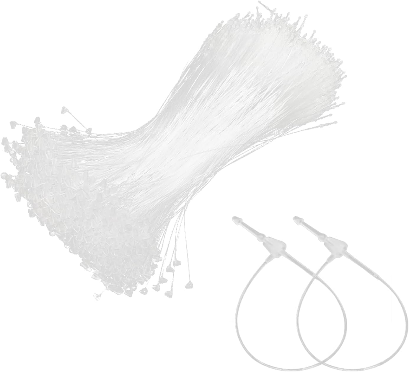 Amazon Mesanda タグファスナー ループロック 約1000本セット ループピン プラスチック 透明 便利 つづりひも スナップ