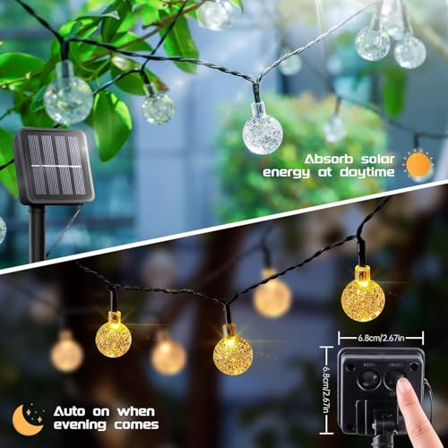 Image of CBK 45 Bulbs LED Fairy String Solar Light Silicon LED Bulbs 10 Meter Waterproof 8 Mode Outdoor /Indoor Waterproof Solar Powered Led String Light, Decorations for Garden Yard Balcony (Yellow)