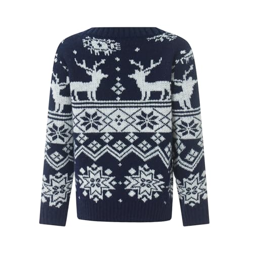 Christmas Family Matching Sweaters Long Sleeve Round Neck Snowflake Elk Print Knitted Pullovers4