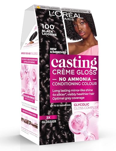 L'Oréal Paris Casting Crème Gloss, Semi-Permanent Hair Dye, Radiant & Natural Colour, No-ammonia, Semi-Permanent Hair Colour Lasts 32 Washes, Shade: 100 Liquorice