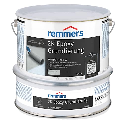 Remmers 2K Epoxy Grundierung, lichtgrau, 2,5 Liter, Haftvermittler, für mineralische Untergründe, auch für Garagen geeignet, sehr gute Haftung