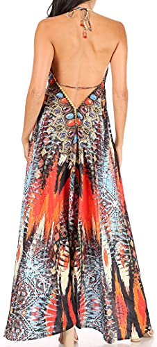 Image of Sakkas Lizi Womens Maxi High-Low Halter Handkerchief Long Dress Beach Party